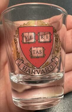 Harvard University Crest Shot Glass VERITAS Collectable Souvenir